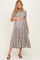 Cream/ Brown Striped Short Sleeve Tiered Maternity Maxi Dress