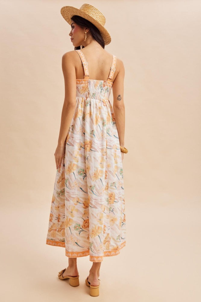 Daffodil Pink Floral Embroidered Maxi Dress