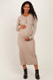 Taupe Long Sleeve Button Detail Maternity Sweater Dress