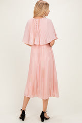 Blush Pleated Cape Midi Dress