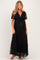 Black Lace Flutter Sleeve Tiered Maternity Maxi Dress