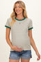 Green Striped Ribbed Knit Maternity T-Shirt