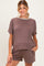 Brown Melange Knit Short Sleeve Top Shorts Maternity Set