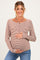 Brown Striped Button Henley Maternity Top