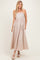 Beige Floral Embroidered Back Cut Out Maxi Dress