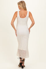 Cream Floral Lace Maternity Midi Dress