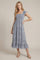 Blue Grey Printed Smocked Midi Dress