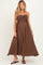 Dark Brown Pintuck Detail Sleeveless Maternity Maxi Dress