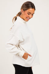 Clean Ivory Washed Oversized Mock Neck Maternity Sweatshirt