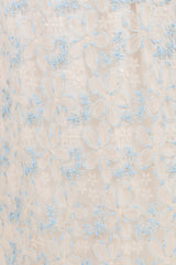 Light Blue Floral Mesh Overlay Tie Back Maternity Midi Dress