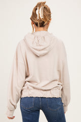 Oatmeal Oversized Fleece Terry Maternity Hoodie