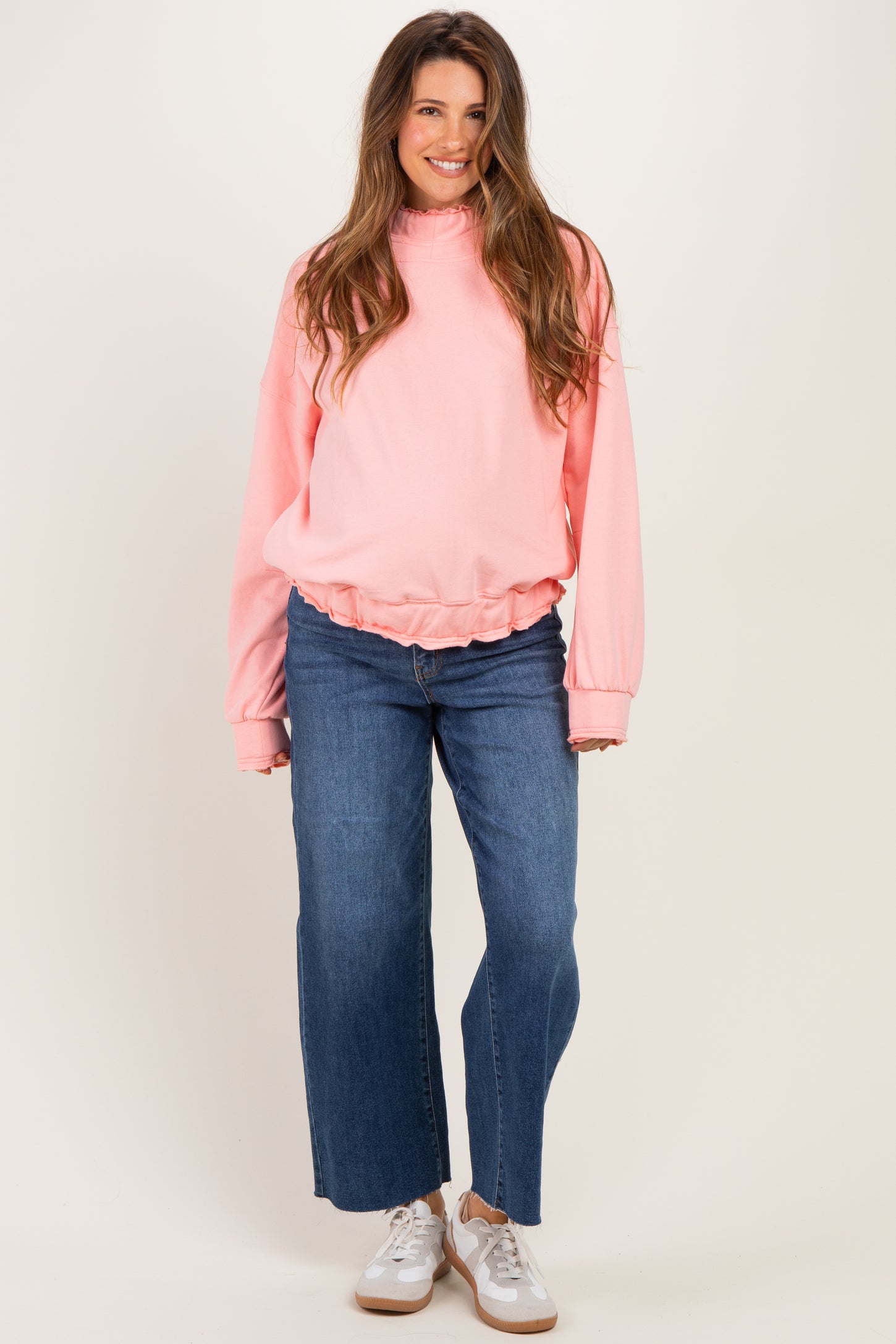 Blush Pink Oversized Fleece Terry Maternity Hoodie