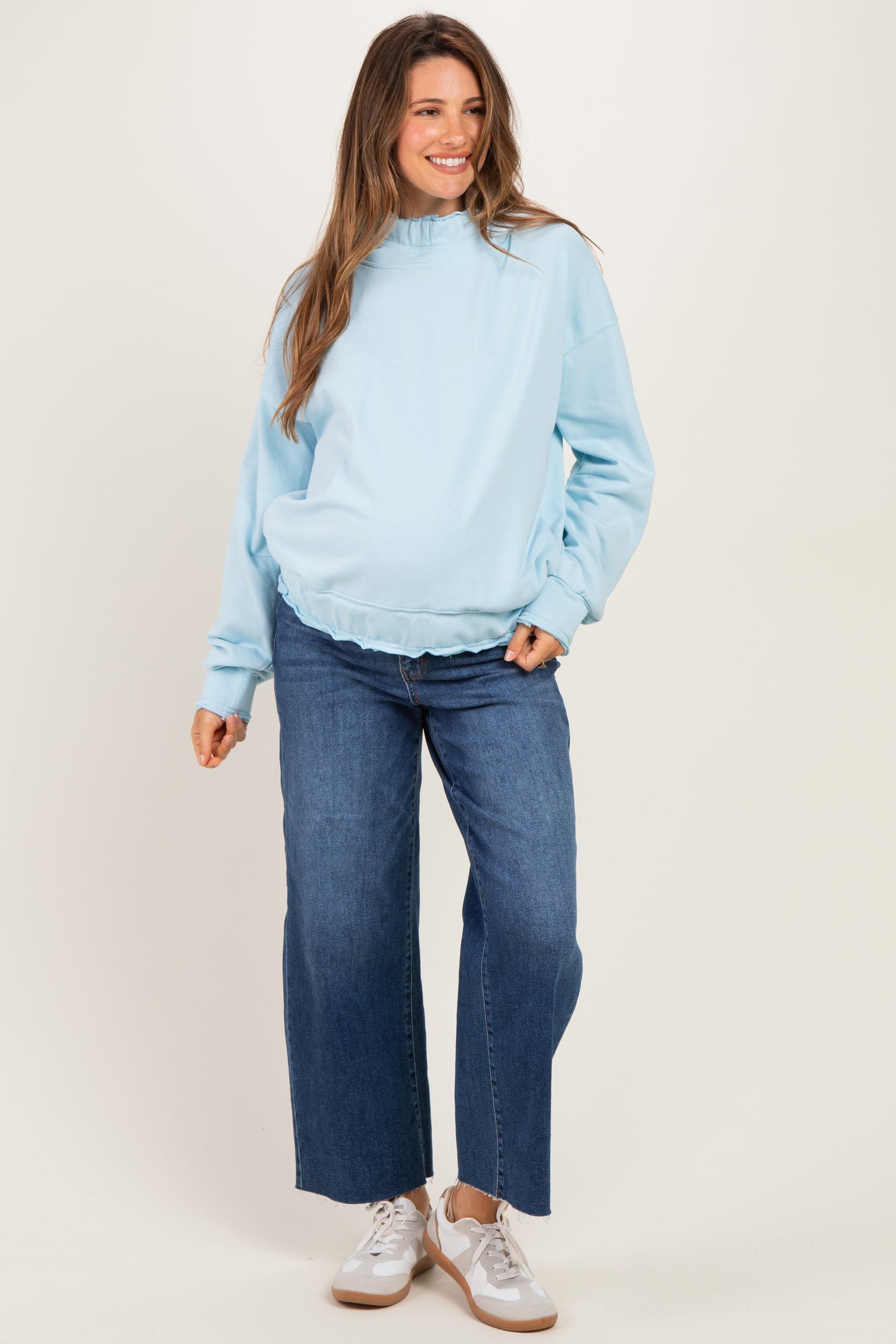 Blue Sky Oversized Fleece Terry Maternity Hoodie