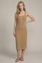 Tan Cable Knit Sleeveless Midi Dress