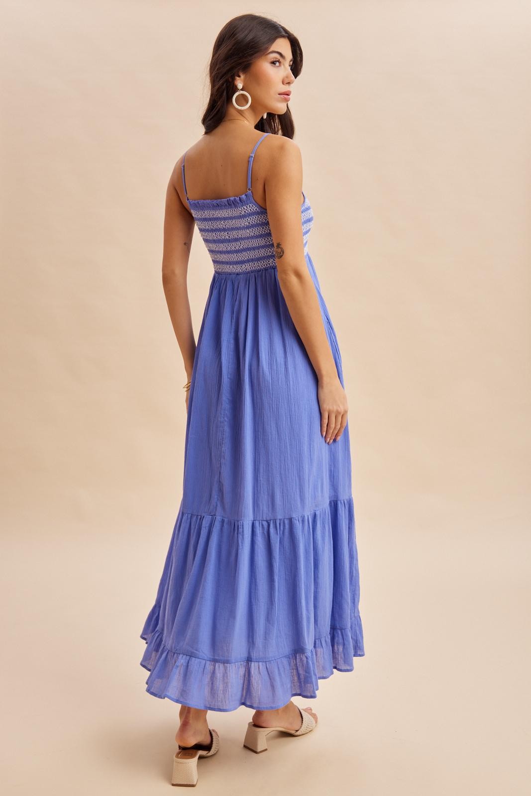 Capri Embroidered Smocked Maxi Dress