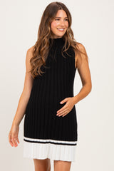 Black Colorblock Ribbed Knit Maternity Mini Dress
