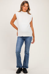 Off White Mock Neck Maternity Sweater Vest