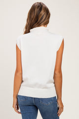 Off White Mock Neck Maternity Sweater Vest