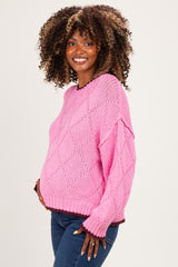Hibiscus Contrast Trim Pointelle Matenity Sweater