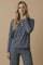 Navy Striped Oversized French Terry Top