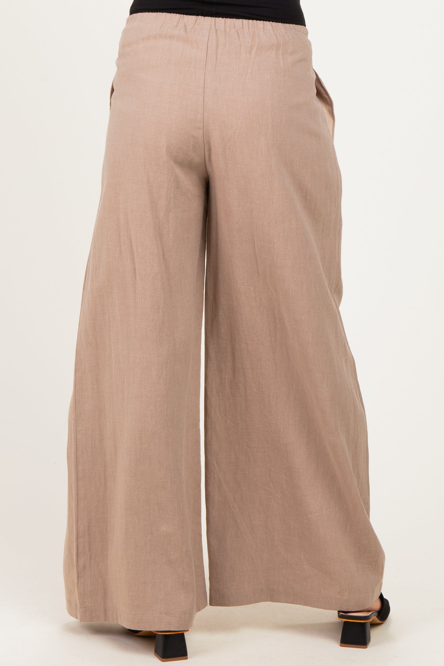 Mocha Drawstring Wide Leg Maternity Pants