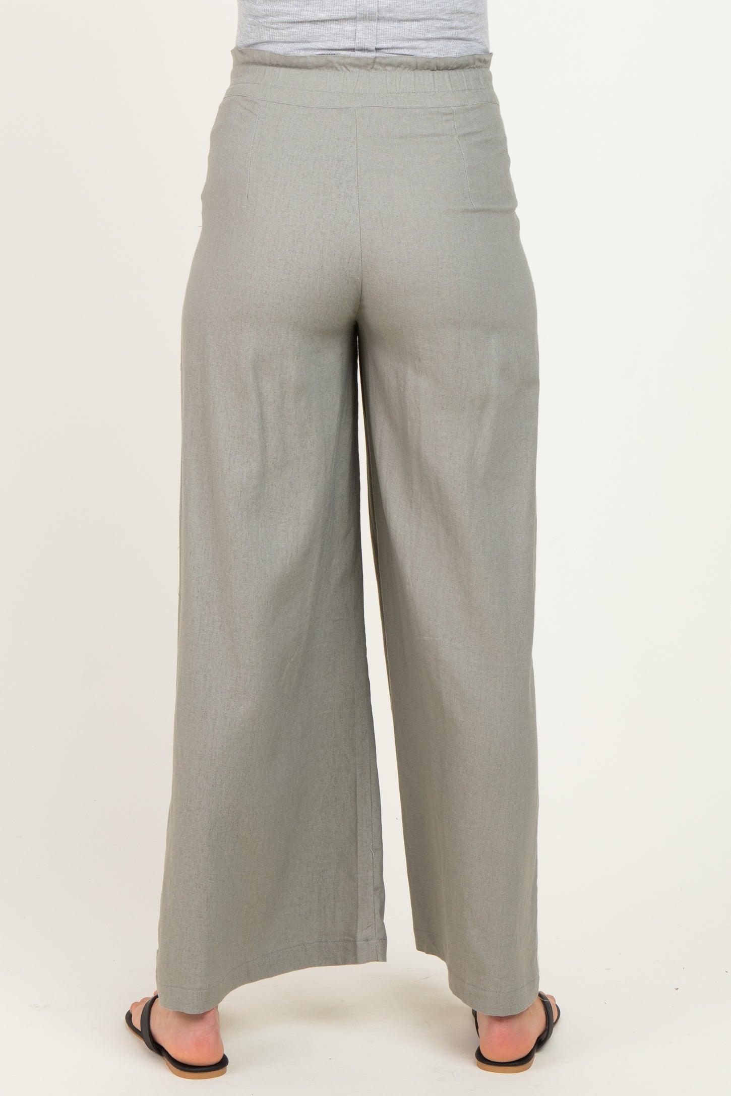 Dried Basil Linen Wide Leg Maternity Pants
