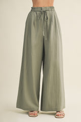 Dried Basil Linen Wide Leg Pants