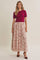 Burgundy Knit Top Pleated Floral Skirt Maxi Dress
