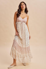 Vintage Pink Mixed Floral Maternity Maxi Dress
