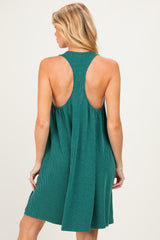Hunter Green Ribbed Sleeveless Open Back Maternity Midi Dress