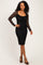 Black Lace Long Sleeve Midi Dress