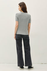 Heather Grey Basic Short Sleeve Sweater Top