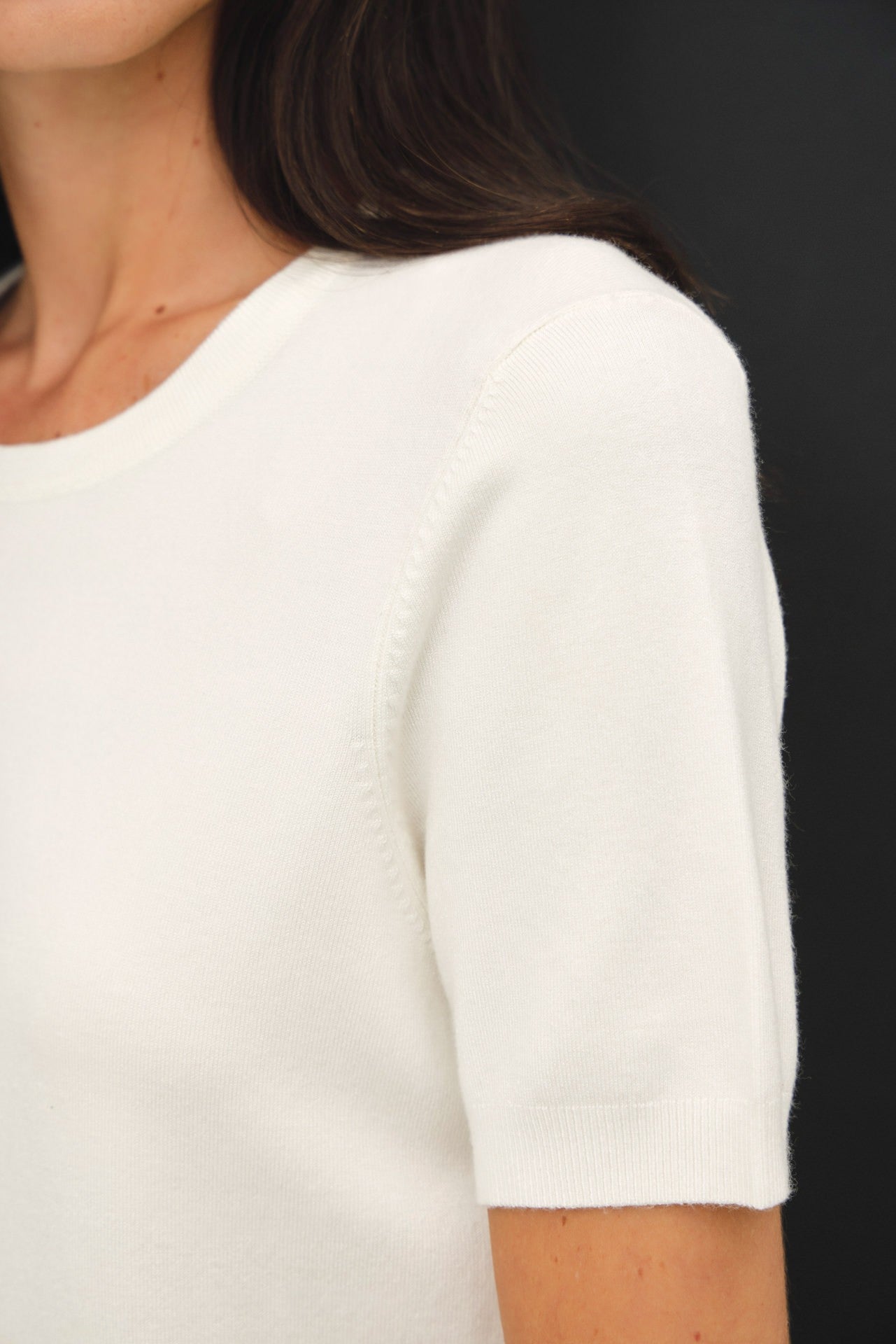 Ivory Basic Short Sleeve Sweater Top