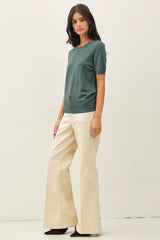 Hunter Basic Short Sleeve Sweater Top