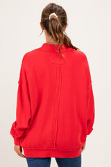 Red Oversized High Neck Maternity Sweatshirt