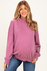 Deep Mauve Oversized High Neck Maternity Sweatshirt