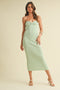 Mint Cutout Tie Back Strapless Midi Dress