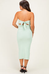 Mint Cutout Tie Back Strapless Maternity Midi Dress