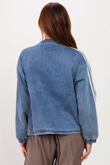 Medium Denim Oversized Zip-Up Track Jacket