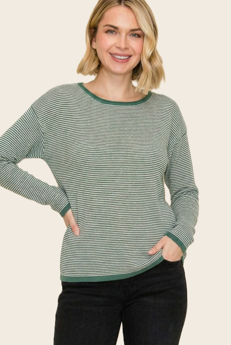Forest Striped Waffle Knit Maternity Sweater