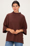 Brown Mock Neck Dolman Short Sleeve Top