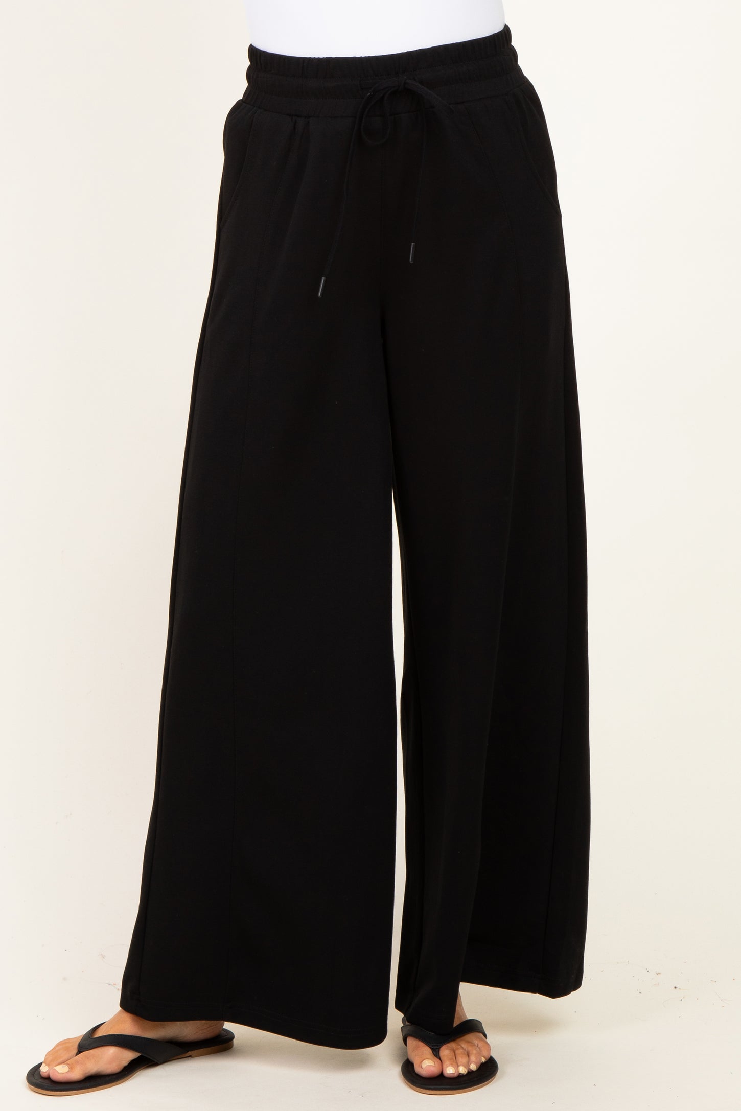Black Drawstring Maternity Lounge Pants