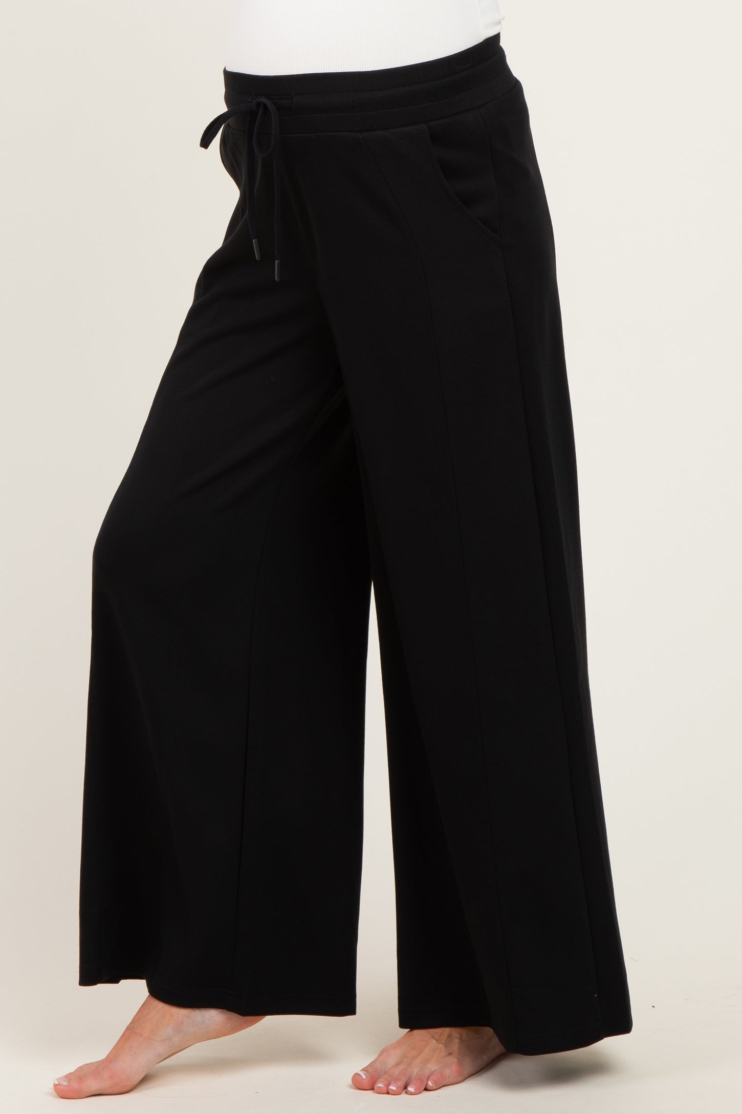 Black Drawstring Maternity Lounge Pants