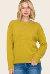 Mustard Basic Pullover Maternity Sweater