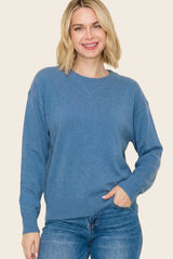 Blue Basic Pullover Maternity Sweater