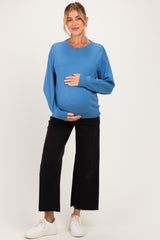 Blue Basic Pullover Maternity Sweater