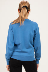 Blue Basic Pullover Maternity Sweater