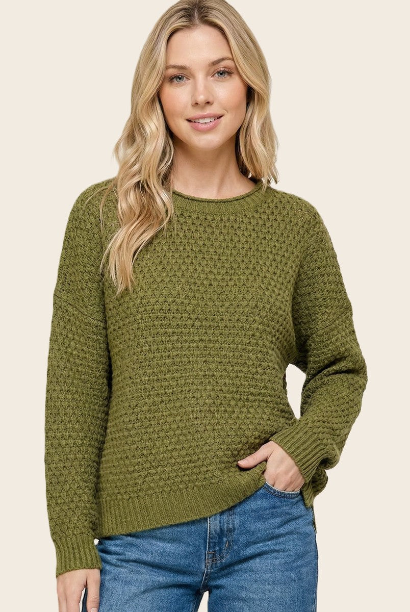 Matcha Honeycomb Knit Maternity Sweater
