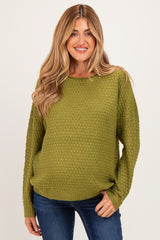 Matcha Honeycomb Knit Maternity Sweater