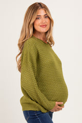 Matcha Honeycomb Knit Maternity Sweater